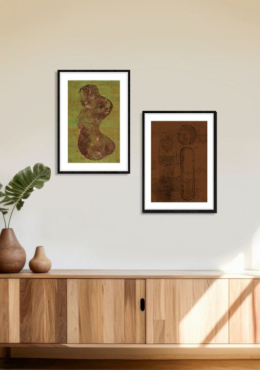 abstract moeder en kind sculptuur schilderij