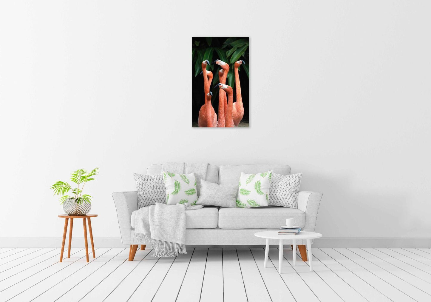 roze flmingo's schilderij