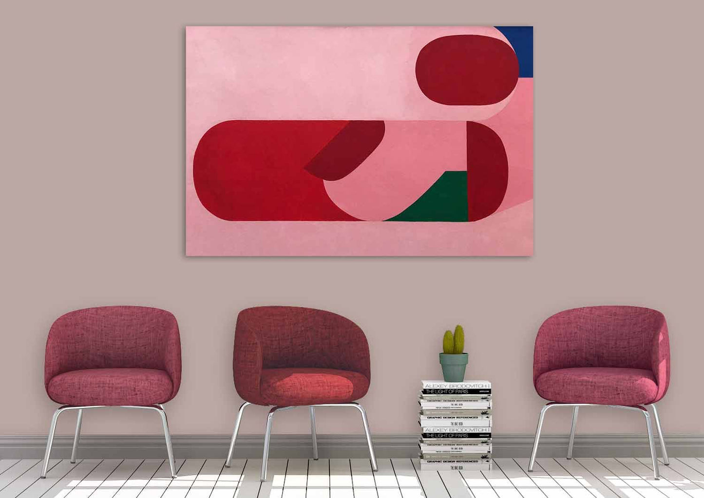 roze abstract schilderij