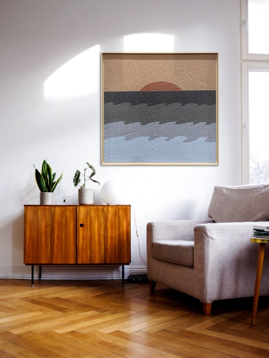 structuur schilderij ondergaande zon