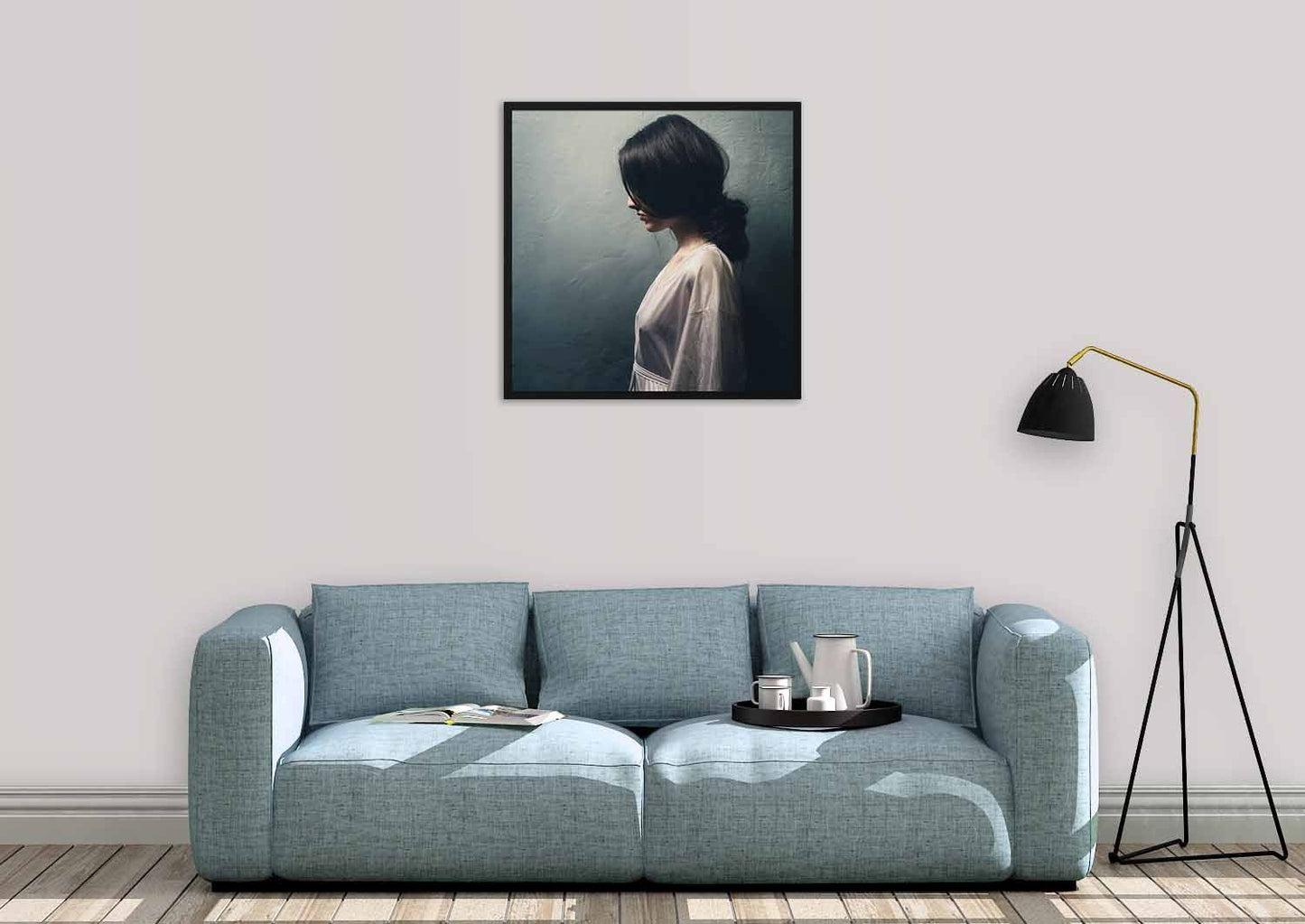 meisje in witte jurk schilderij