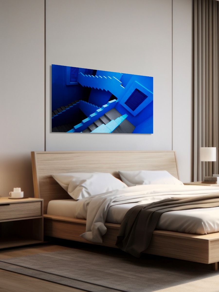 blauw schilderij