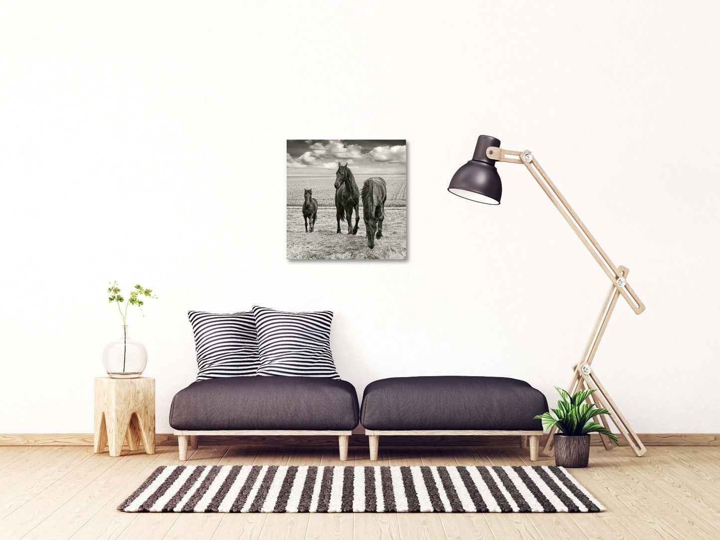 zwart wit schilderij paard