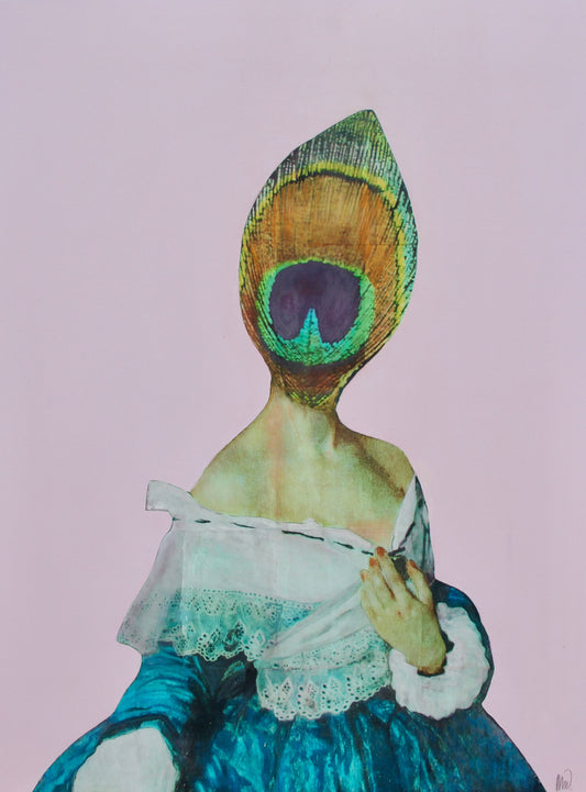 Peacock on pink