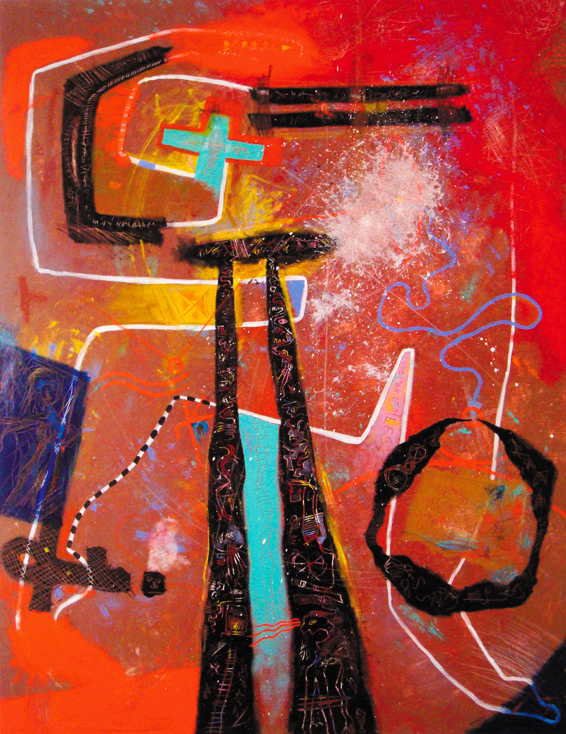 originele abstracte kunst aan de muur