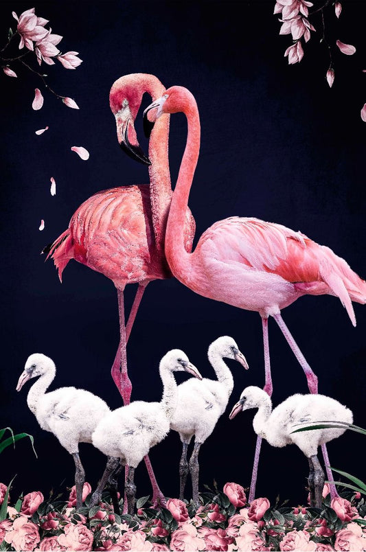 schilderij met flamingo's