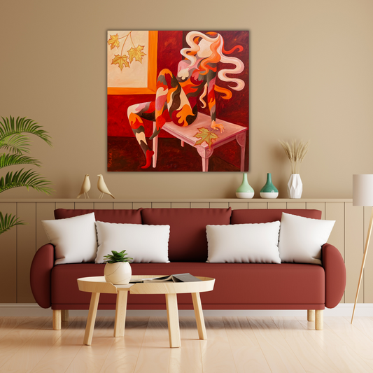 woonkamer muurkunst van een vrouw