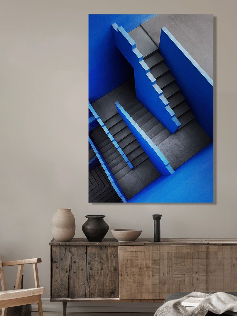 blauw schilderij