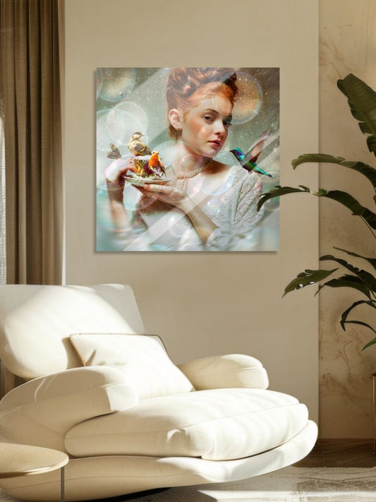 schilderij van een meisje in bubbels
